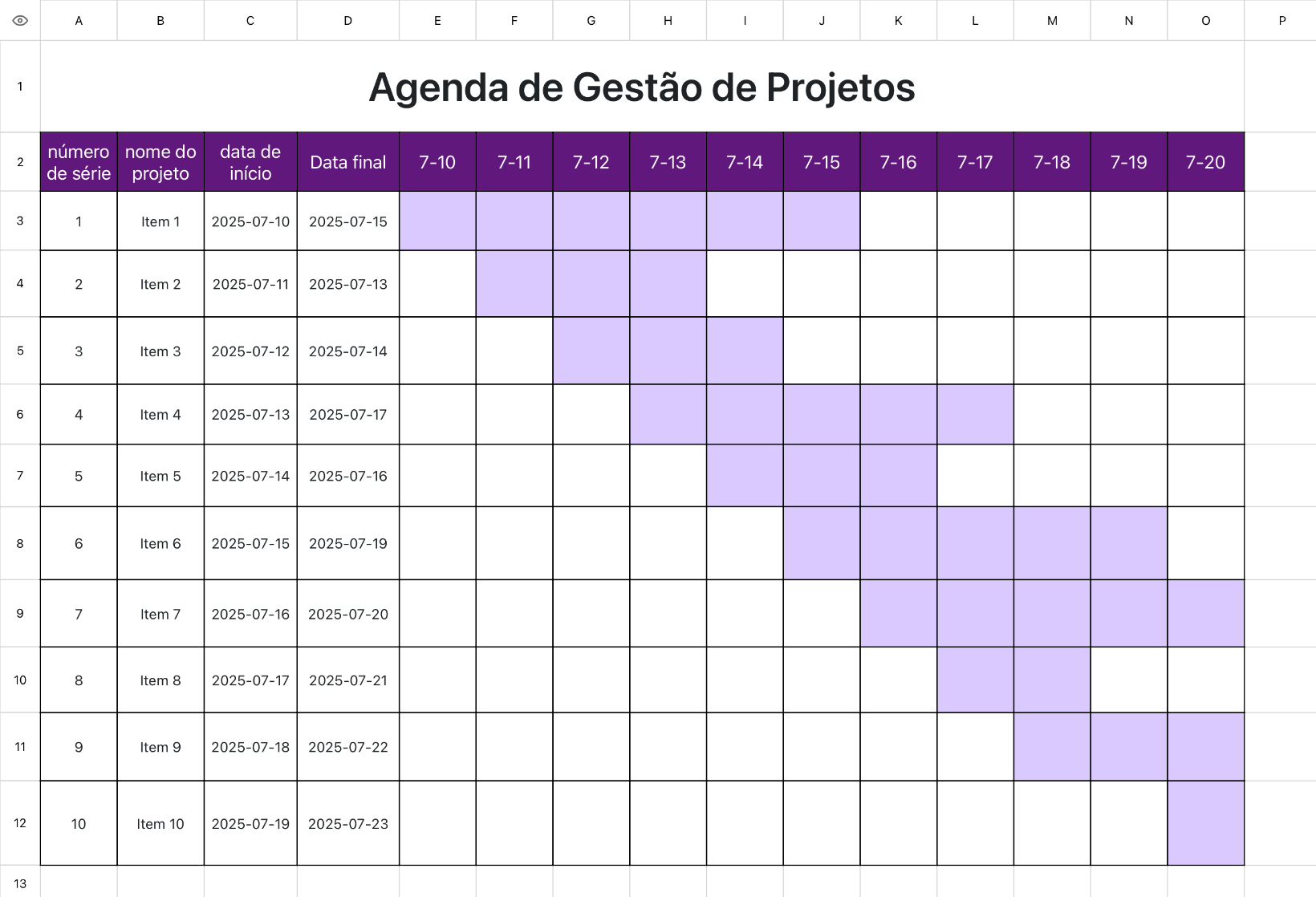 Tabela de Progresso de Gestão de Projetos 1